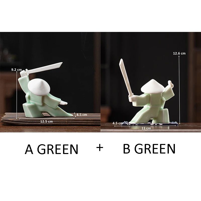 White Ceramic Samurai Figurine Minimalist Warrior Statue Decor 3