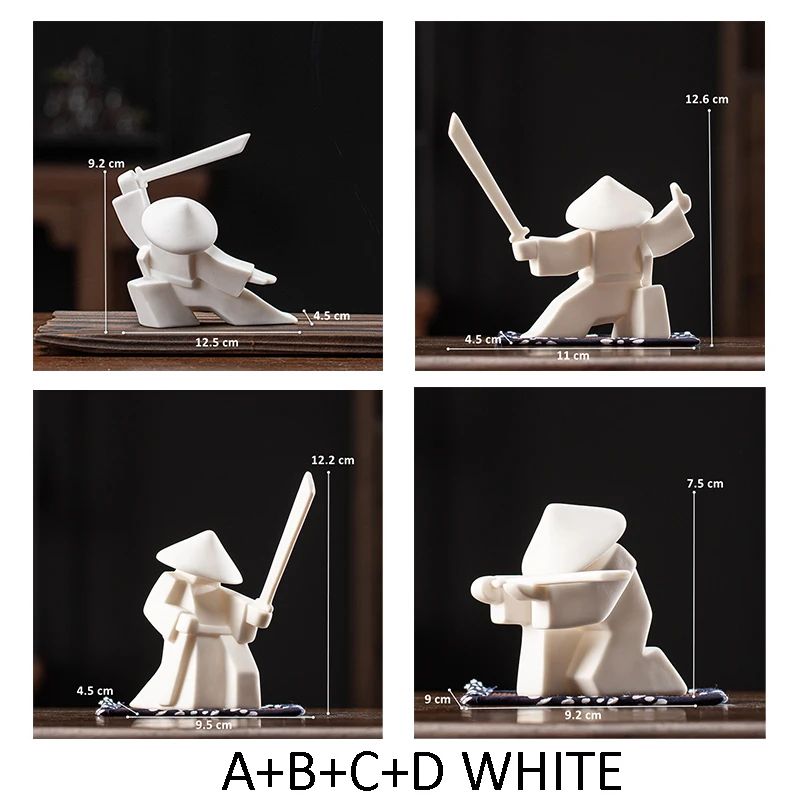 White Ceramic Samurai Figurine Minimalist Warrior Statue Decor 8