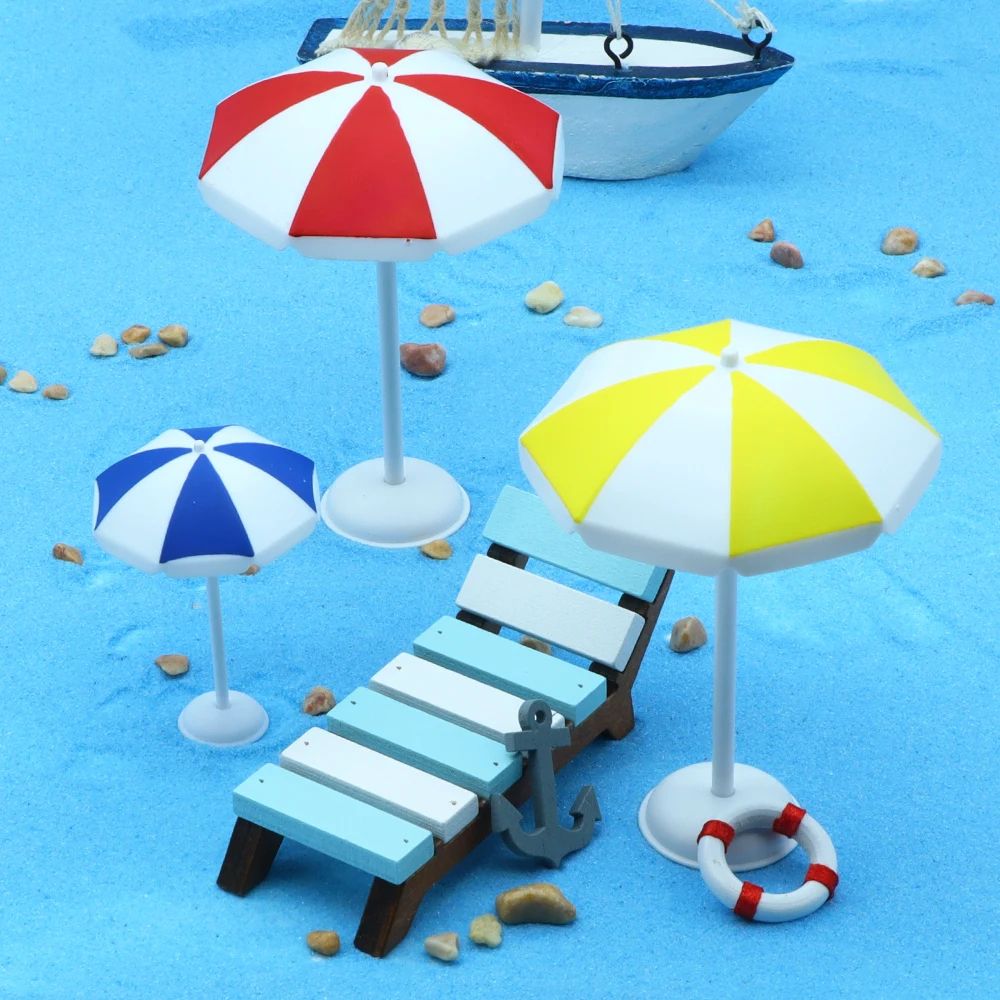 Mini Beach Umbrella Dollhouse Decor Micro Landscape Accessory 4