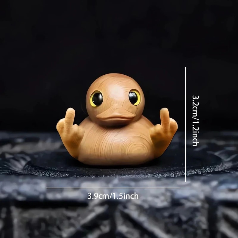 Hand Carved Wooden Duck Figurine Cute Desk Decor Ornament 2