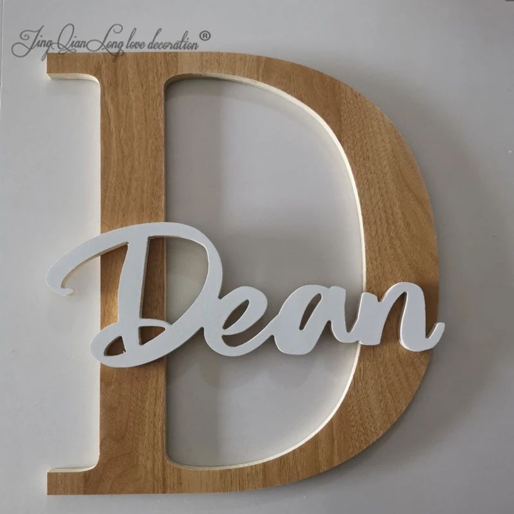 Custom Wooden Name Sign Script Baby Nursery Wall Letters Personalized Kids Room Decor 0