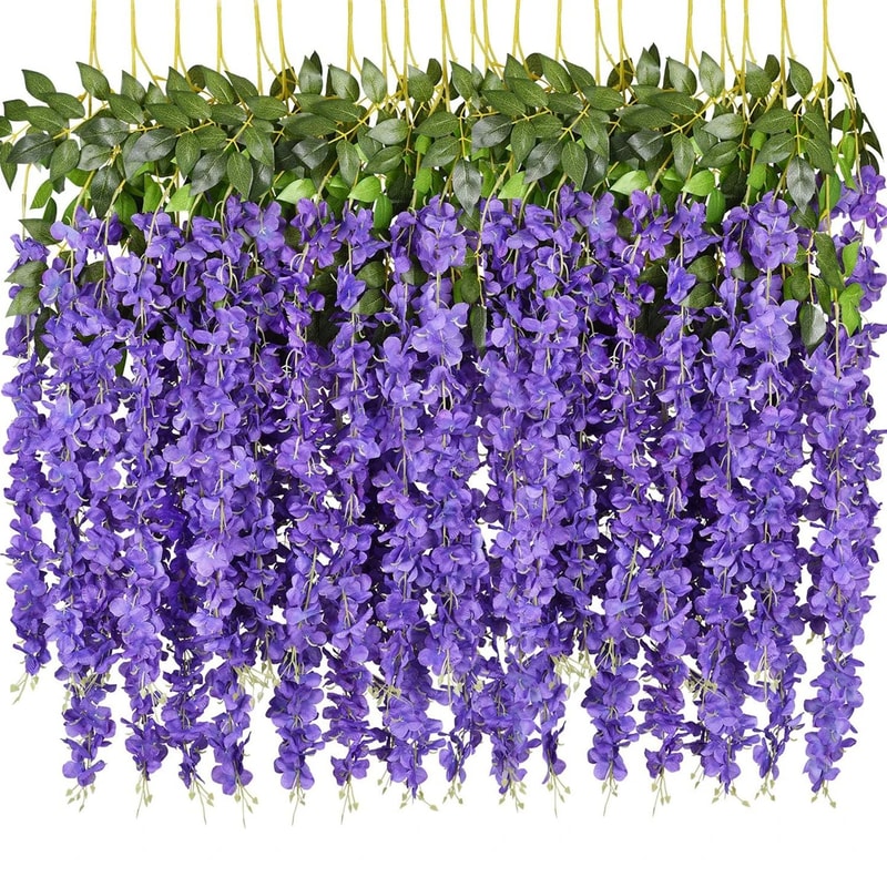 Artificial Violet Vine Hanging Flowers Realistic Fake Plant Decor For Home And Wedding 3