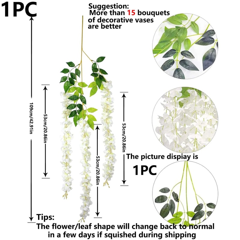 Artificial Violet Vine Hanging Flowers Realistic Fake Plant Decor For Home And Wedding 5