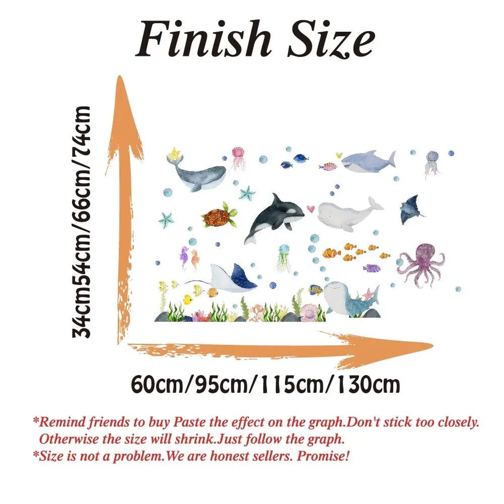 Ocean Animal Wall Stickers Undersea Nursery Wall Decals Kids Room Decor 3