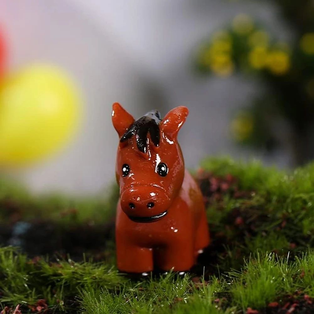 Mini Resin Horse Figurines Set Fairy Garden Animal Miniatures For DIY Decor 0