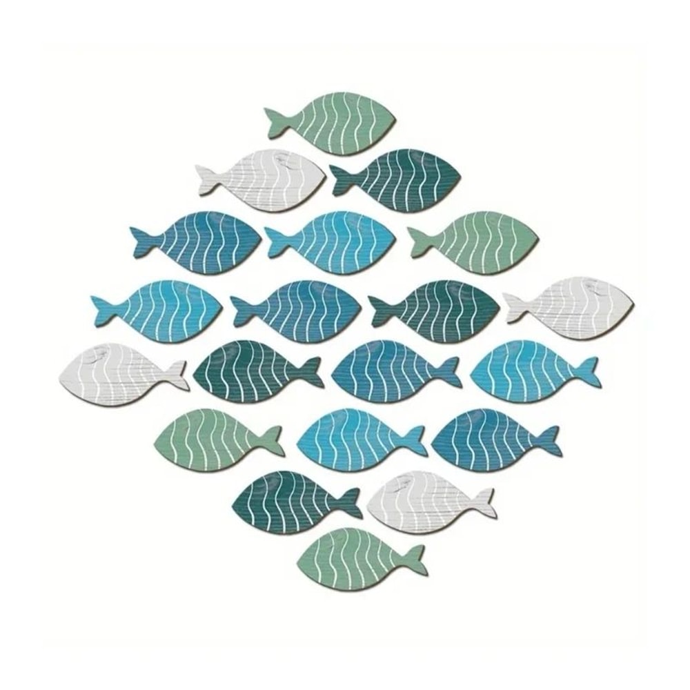 Wooden Fish Wall Decor Set Coastal Beach Hanging Ornaments Nautical Home Decoration 0
