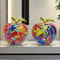 Colorful Abstract Apple Sculpture Modern Resin Art Home Office Decor 0