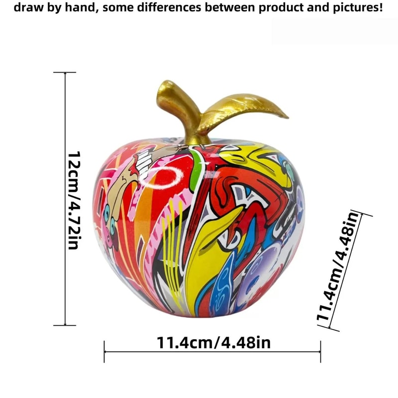 Colorful Abstract Apple Sculpture Modern Resin Art Home Office Decor 7