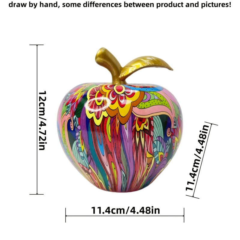 Colorful Abstract Apple Sculpture Modern Resin Art Home Office Decor 8