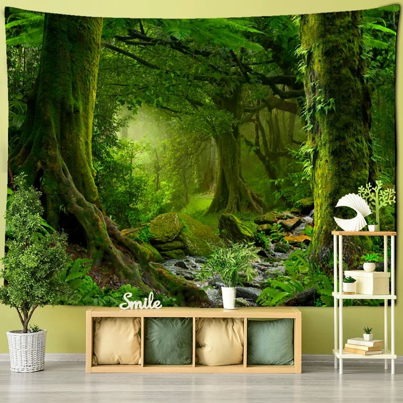 Mystic Forest Tapestry Wall Hanging Boho Nature Scenery Room Decor 8