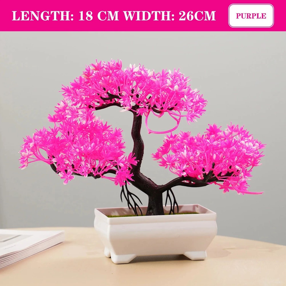 Artificial Bonsai Tree Potted Plant Realistic Mini Greenery Home Decor 9
