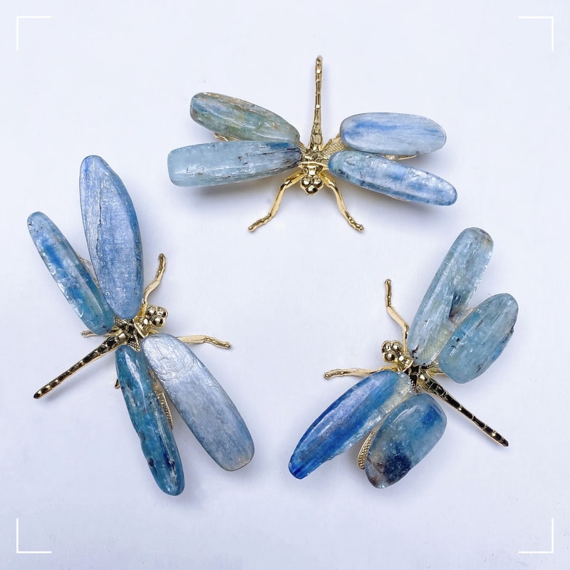 Kyanite Crystal Dragonfly Figurine Handmade Gemstone Butterfly Decor 2