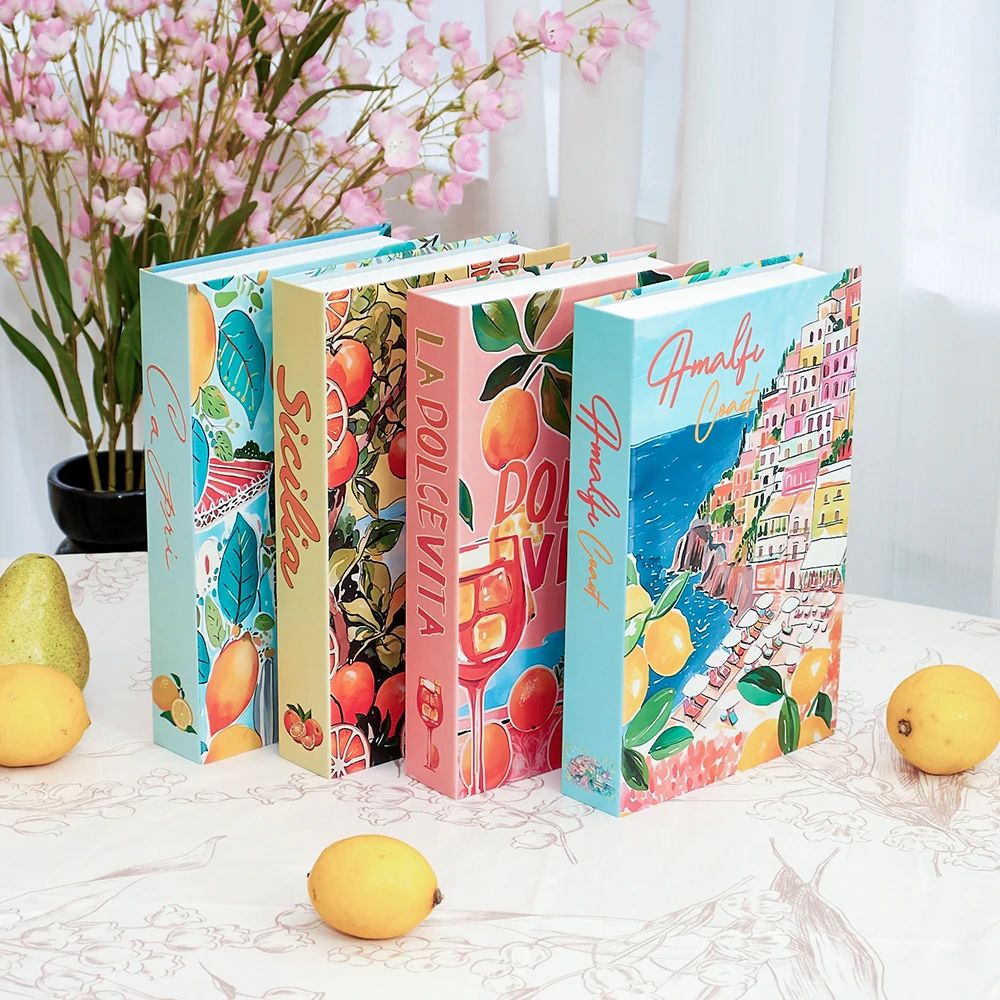 Decorative Fake Book Storage Box Travel Style Coffee Table Home Decor 2