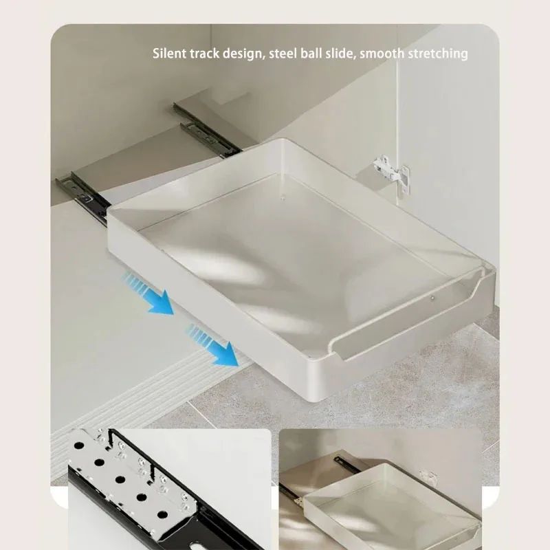 Pull Out Kitchen Cabinet Organizer Slide Rail Storage Rack Spice Drawer Shelf 3