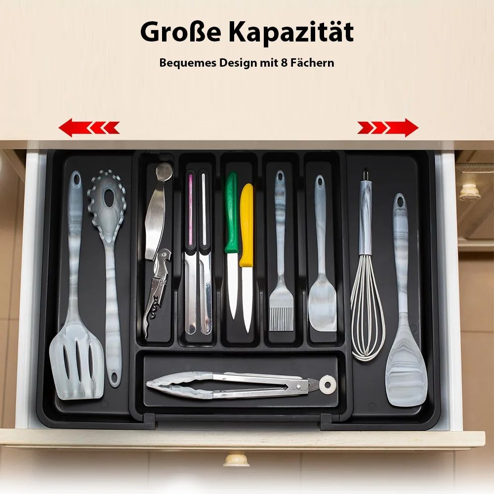 Expandable Drawer Organizer Adjustable Cutlery Tray Kitchen Utensil Storage Box 2