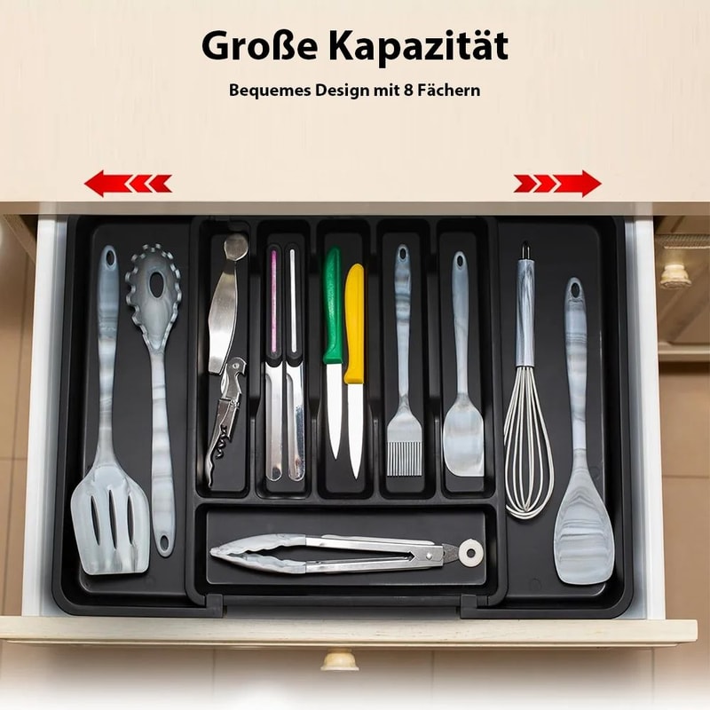 Expandable Drawer Organizer Adjustable Cutlery Tray Kitchen Utensil Storage Box 2