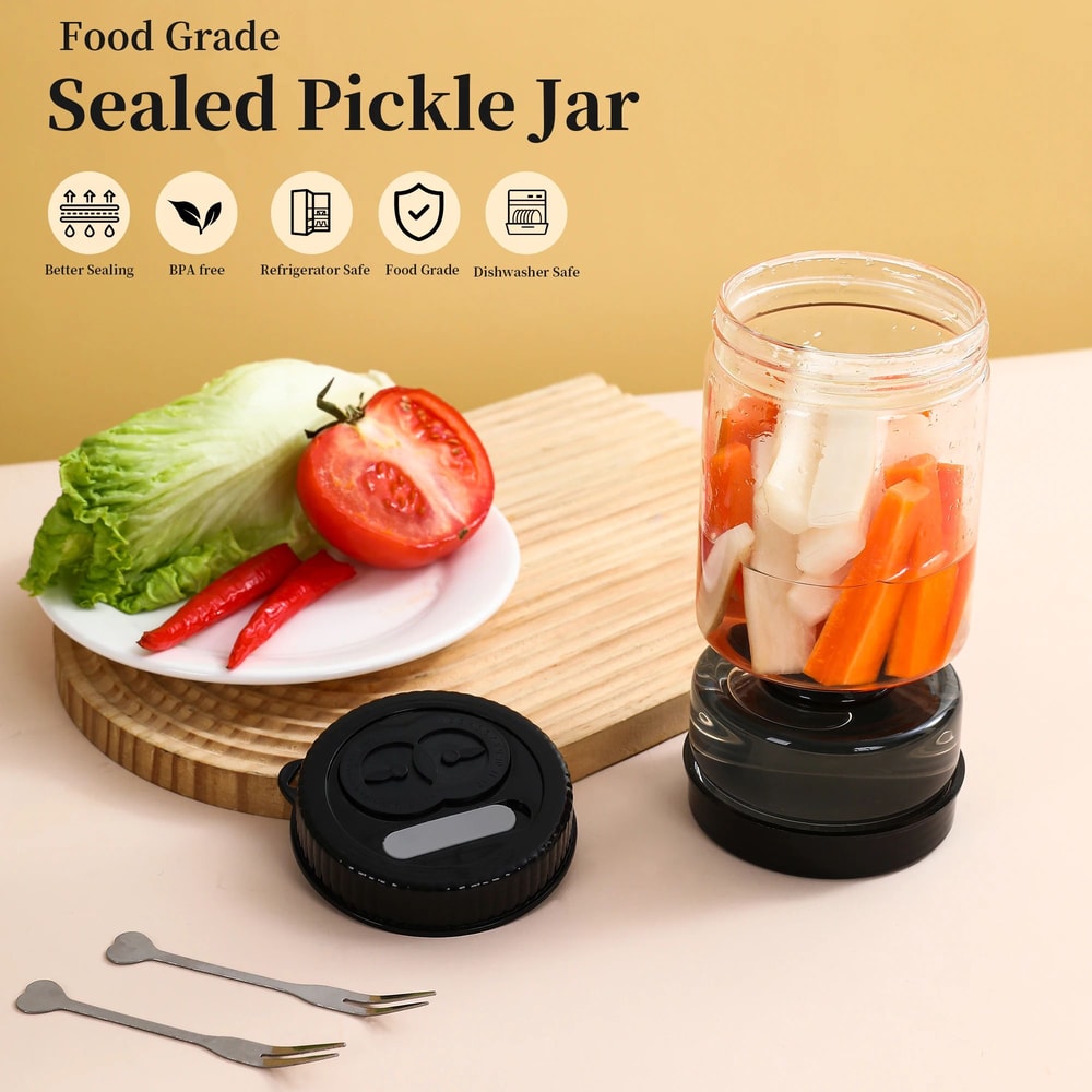 Glass Pickle Jar With Strainer Flip Olive Container Airtight Food Storage 1