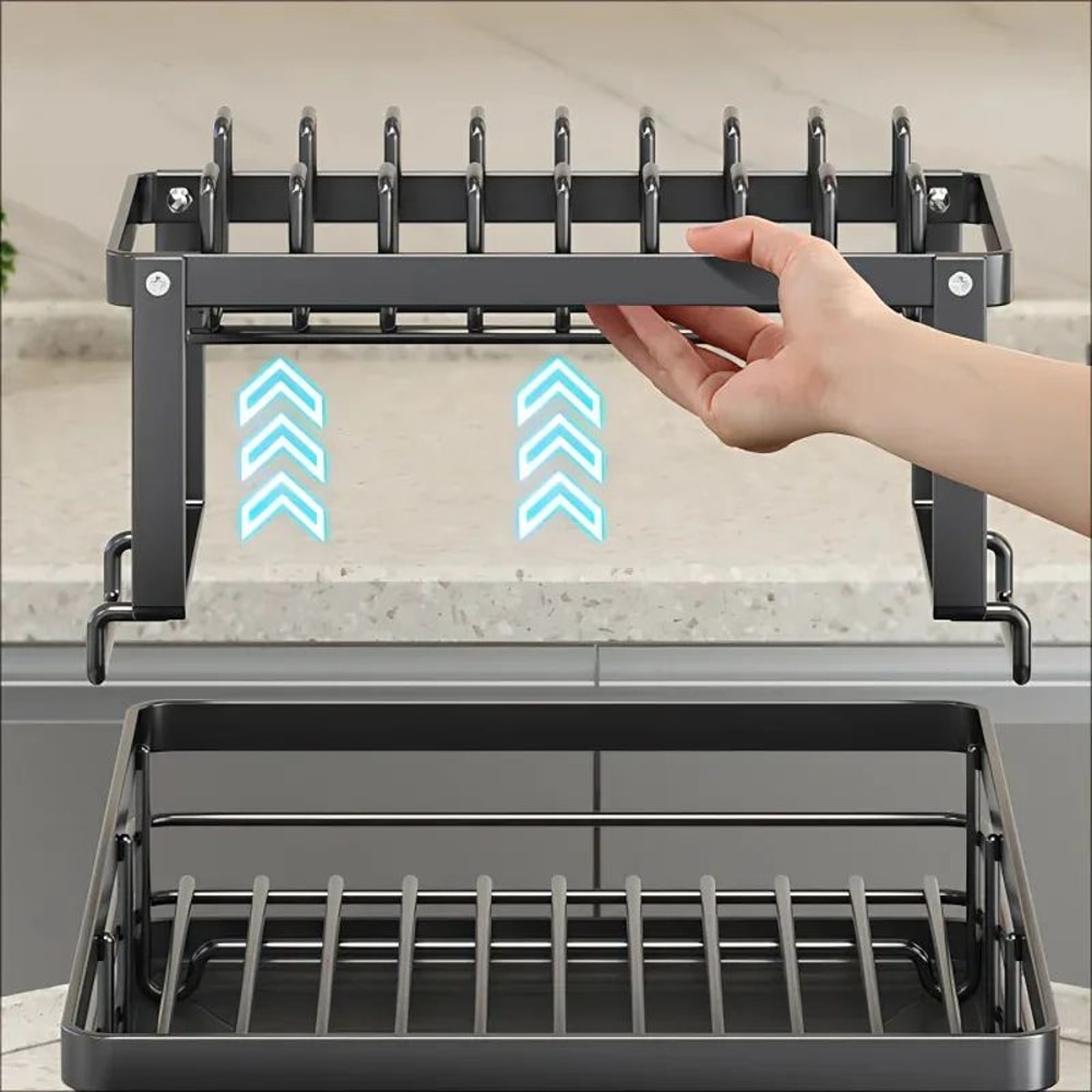Adjustable Over Sink Dish Drying Rack Stainless Steel Kitchen Organizer 2
