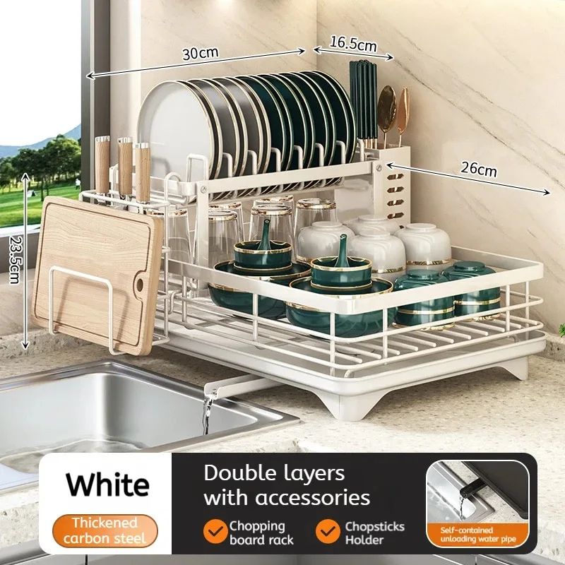 Adjustable Over Sink Dish Drying Rack Stainless Steel Kitchen Organizer 5