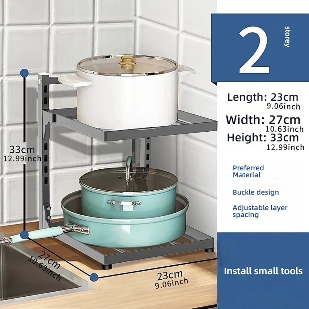 FlexiStack Adjustable Kitchen Storage Rack Multi Tier Under Sink Organizer 6