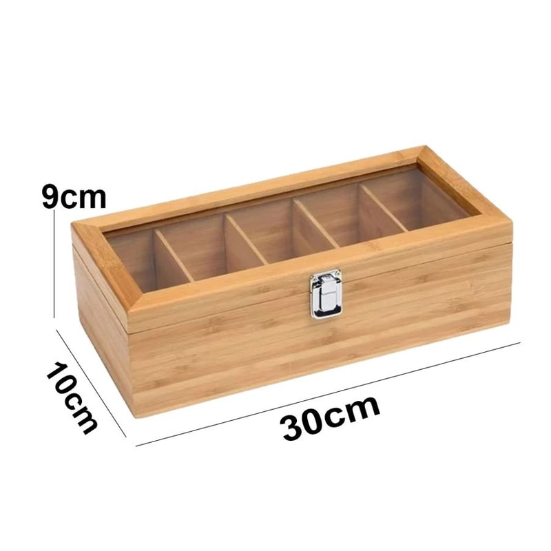 PureLeaf Bamboo Tea Bag Organizer Storage Box With Compartments 4
