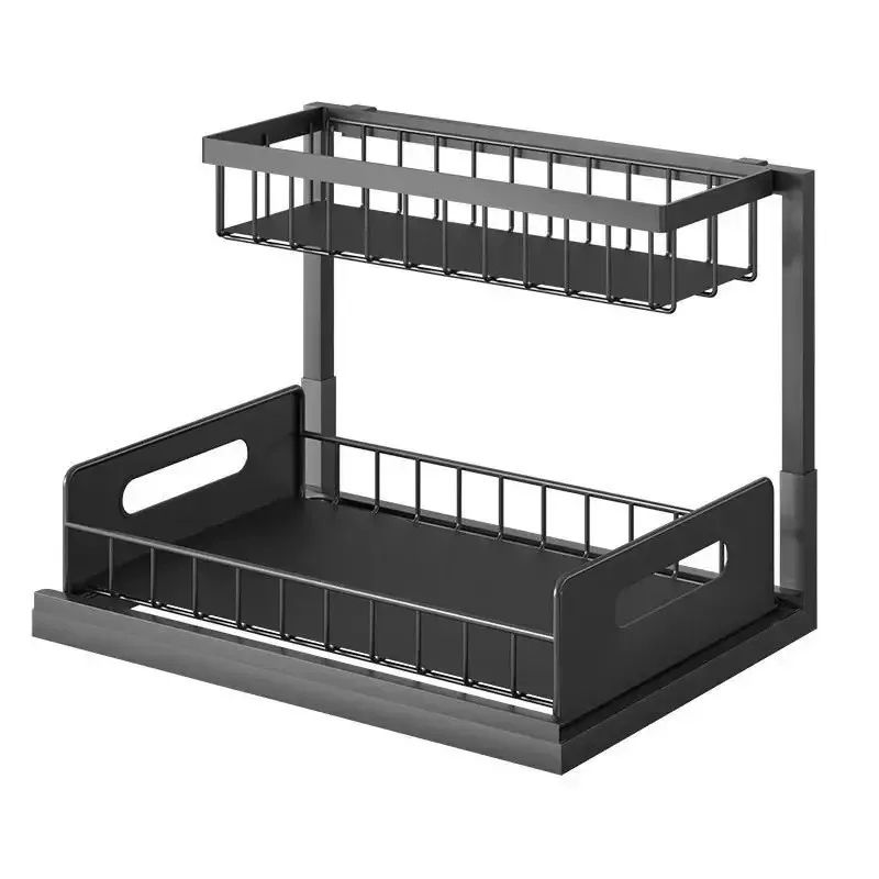 SlideFlow 2 Tier Under Sink Organizer Sliding Cabinet Storage Rack 6