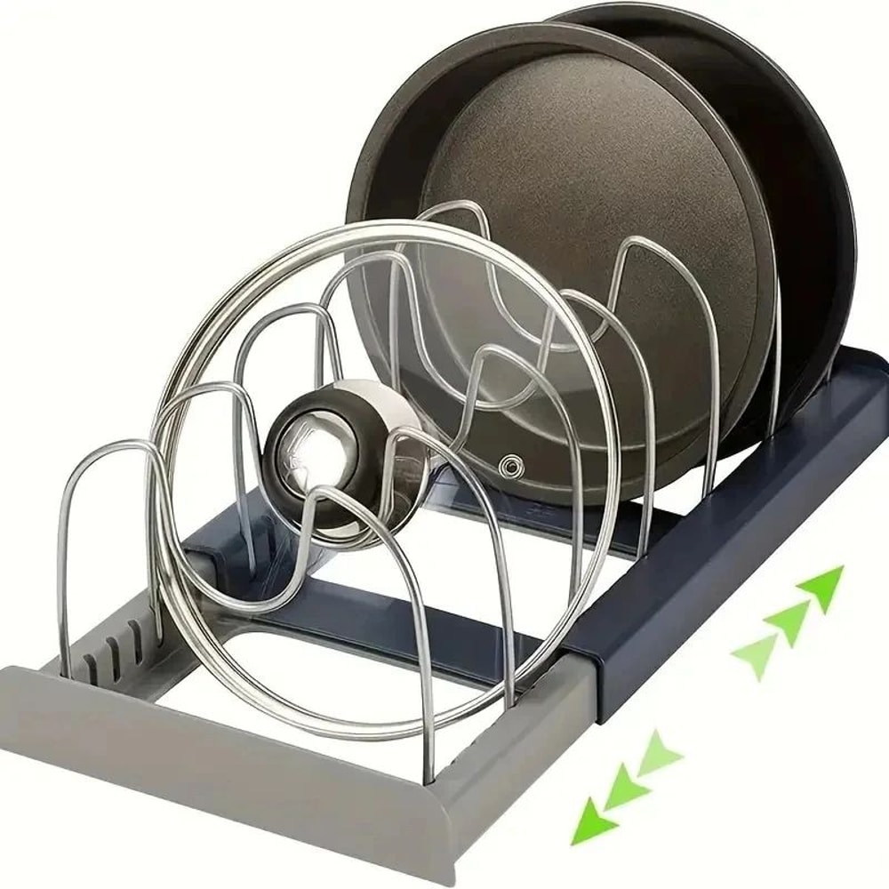 FlexiRack Expandable Pot Lid Organizer Stainless Steel Kitchen Storage Rack 0