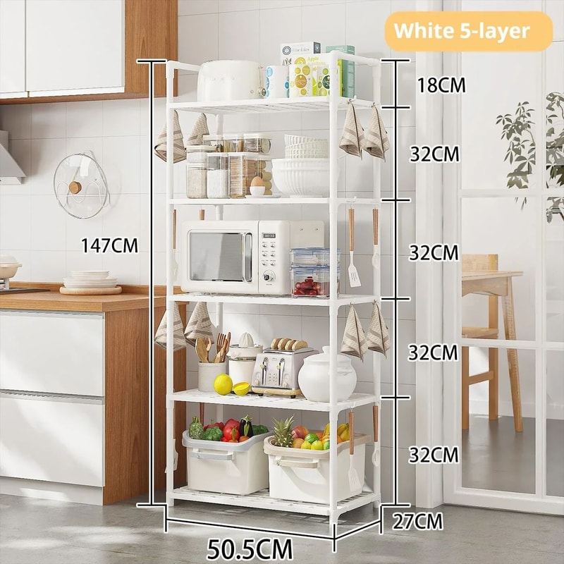 Multilayer Kitchen Storage Shelf Microwave Rack Floor Standing Organizer 7
