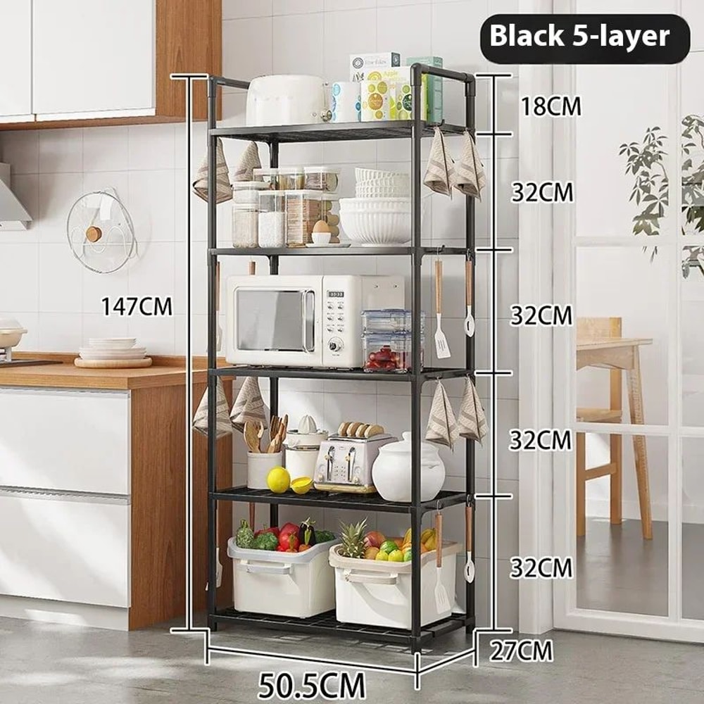 Multilayer Kitchen Storage Shelf Microwave Rack Floor Standing Organizer 8