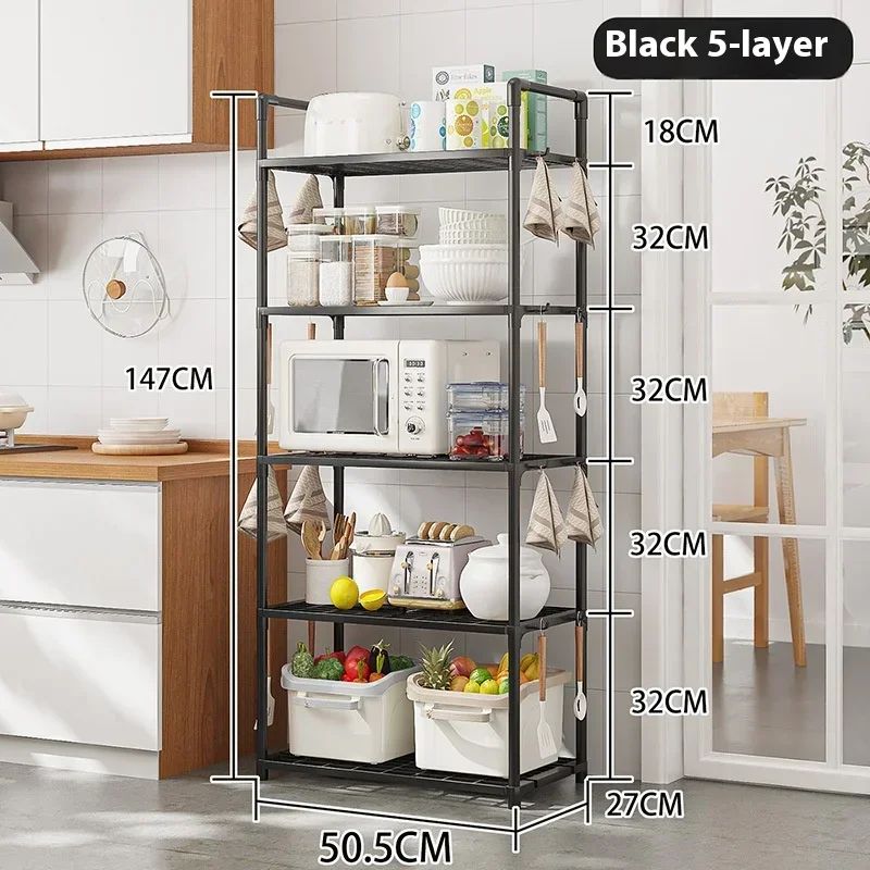 Multilayer Kitchen Storage Shelf Microwave Rack Floor Standing Organizer 8