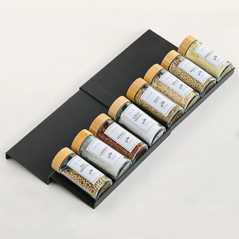 Adjustable 4 Tier Spice Drawer Organizer Expandable Spice Rack For Cabinet 4
