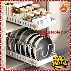 pull out kitchen organizer sliding pot pan lid rack for cabinet storage
