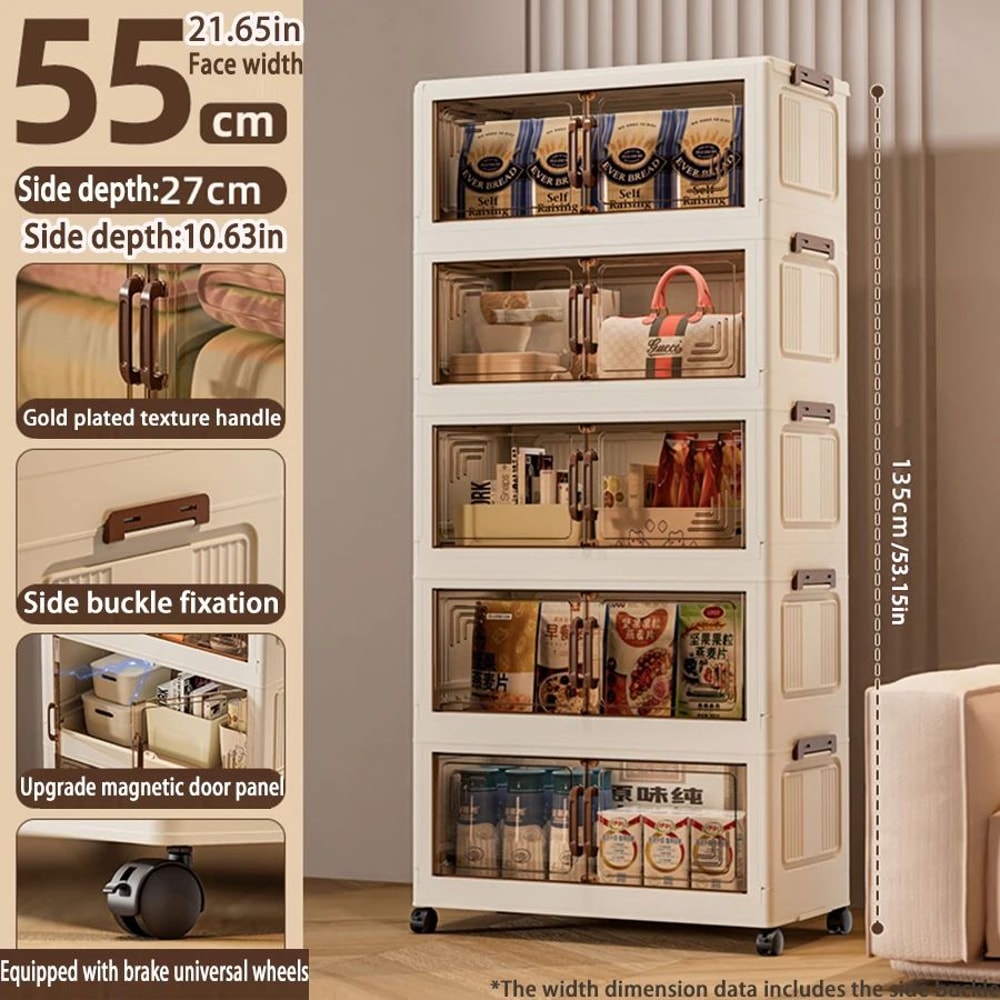 Foldable Storage Cabinet Wardrobe Organizer Large Capacity Dustproof Closet 16