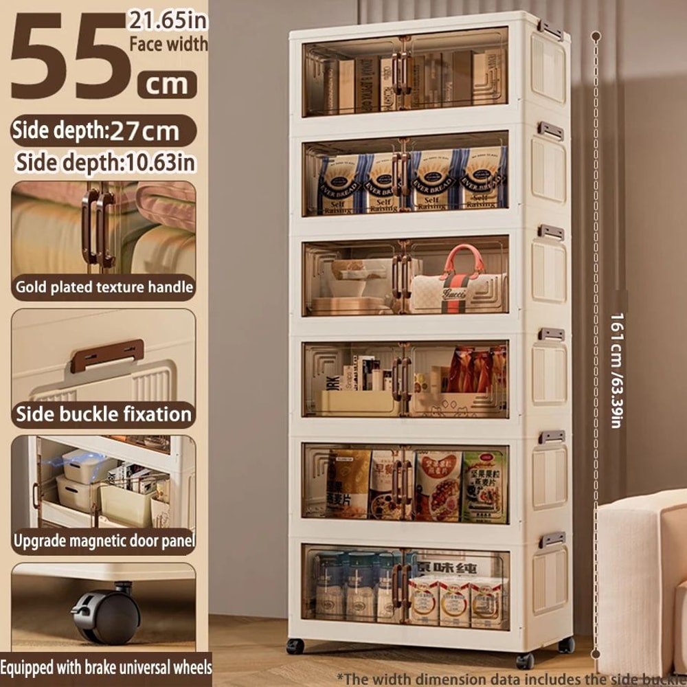 Foldable Storage Cabinet Wardrobe Organizer Large Capacity Dustproof Closet 17