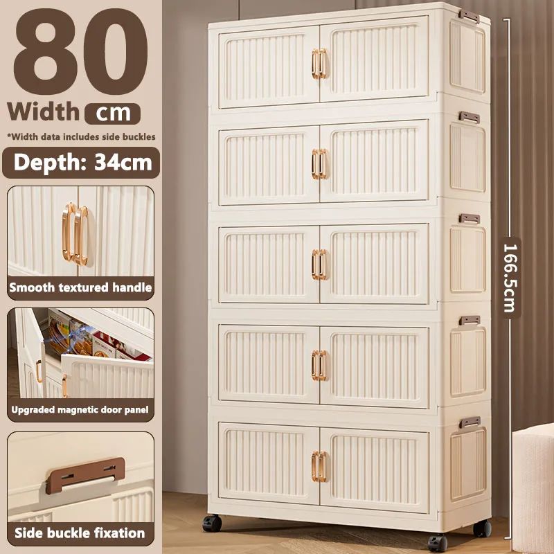 Foldable Storage Cabinet Wardrobe Organizer Large Capacity Dustproof Closet 29