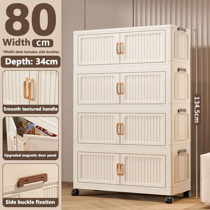 Foldable Storage Cabinet Wardrobe Organizer Large Capacity Dustproof Closet 27