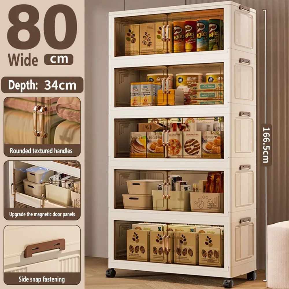 Foldable Storage Cabinet Wardrobe Organizer Large Capacity Dustproof Closet 28