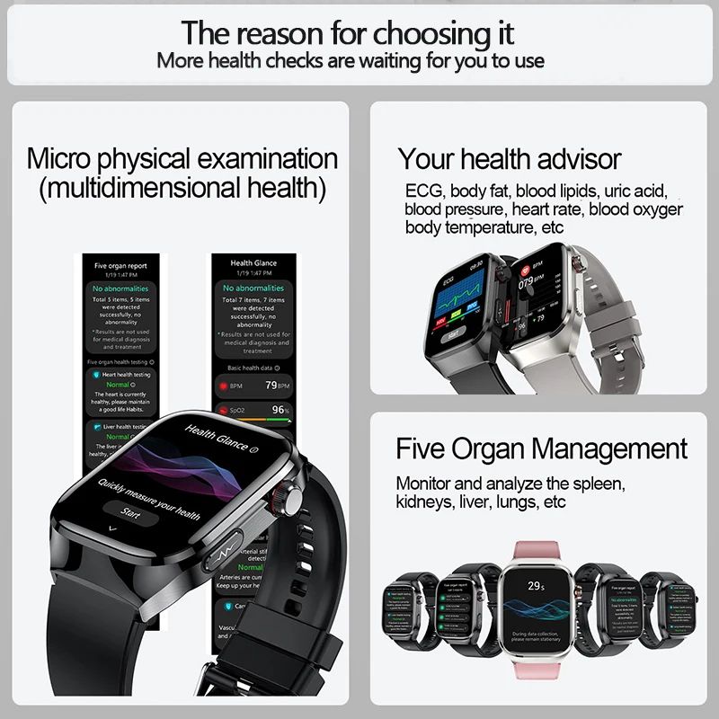 Advanced Health Monitoring Smartwatch With ECG Blood Pressure And Bluetooth Call 5