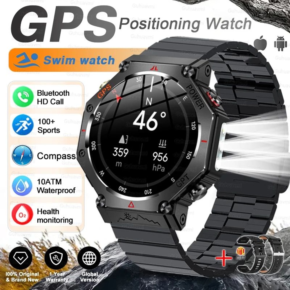 Military Grade GPS Smartwatch With AMOLED Display And 10ATM Waterproof 10