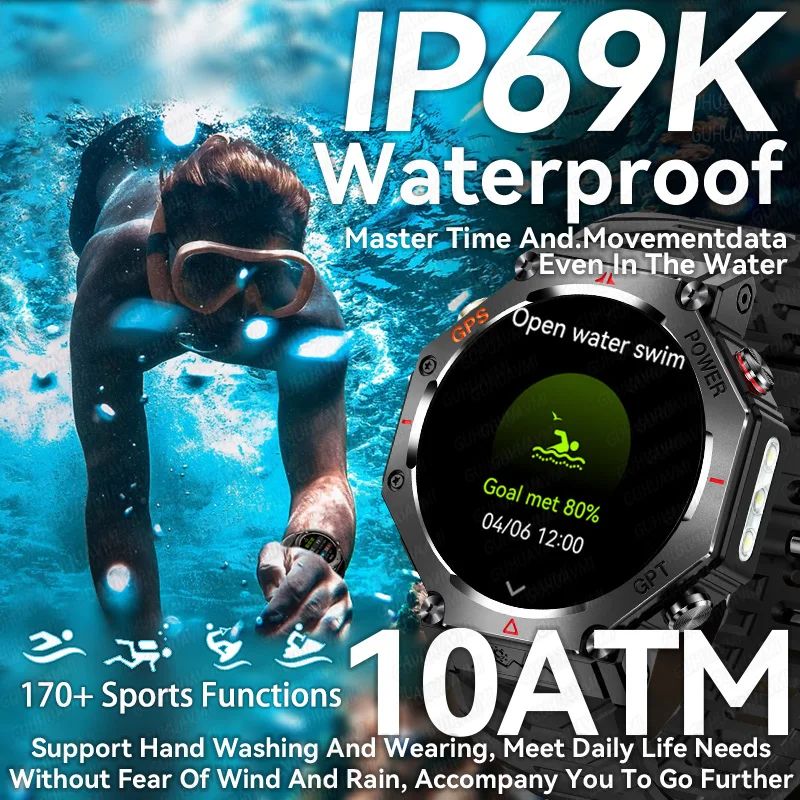 Military Grade GPS Smartwatch With AMOLED Display And 10ATM Waterproof 1