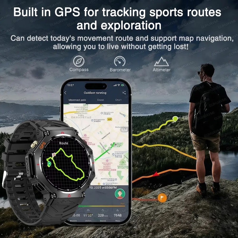 Military Grade GPS Smartwatch With AMOLED Display And 10ATM Waterproof 2