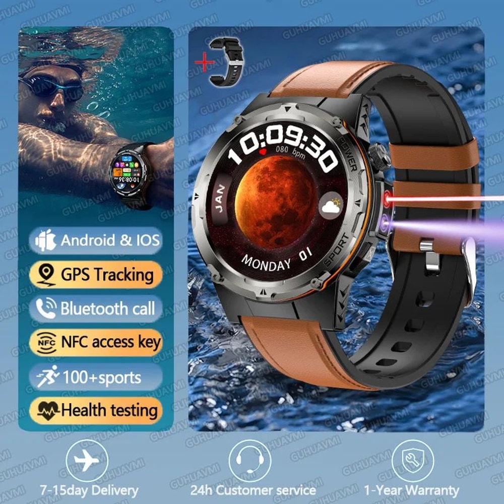 Military GPS Smartwatch With NFC Call And Waterproof Sports Tracking 12