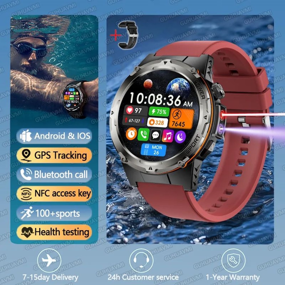 Military GPS Smartwatch With NFC Call And Waterproof Sports Tracking 13