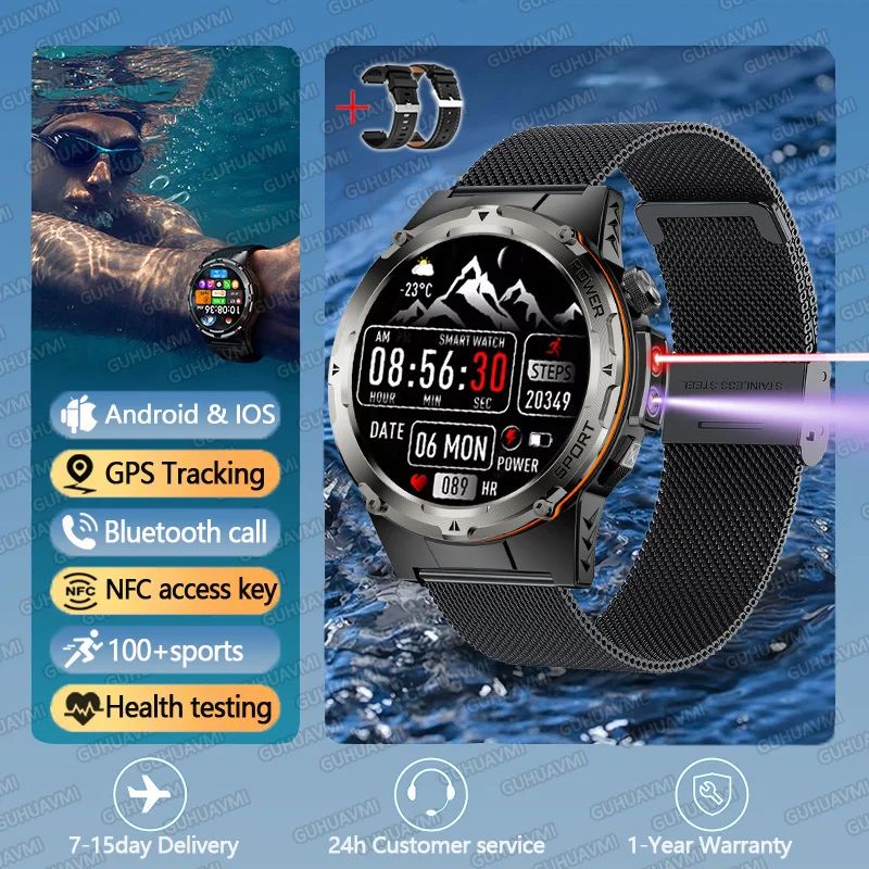 Military GPS Smartwatch With NFC Call And Waterproof Sports Tracking 8