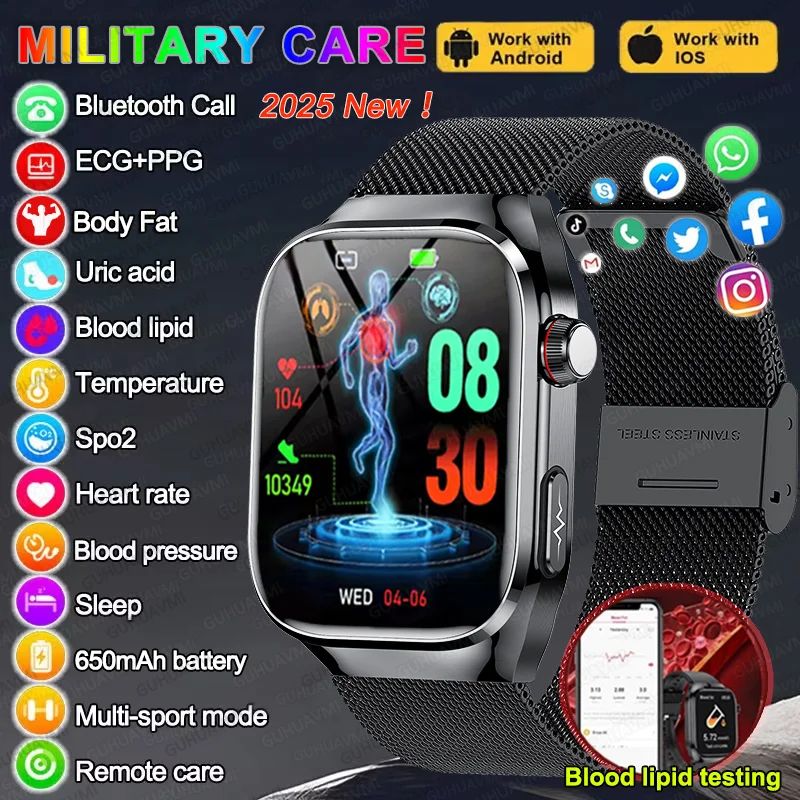 AI Health Monitoring Smartwatch With ECG Blood Pressure And Bluetooth Call 0