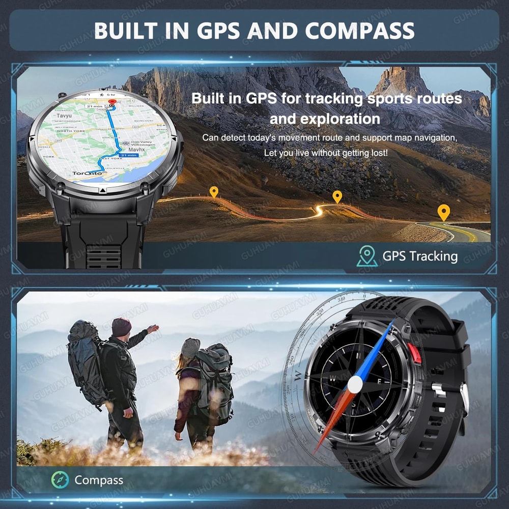 Military GPS Smartwatch With Compass And Long Battery Rugged Outdoor Watch 2