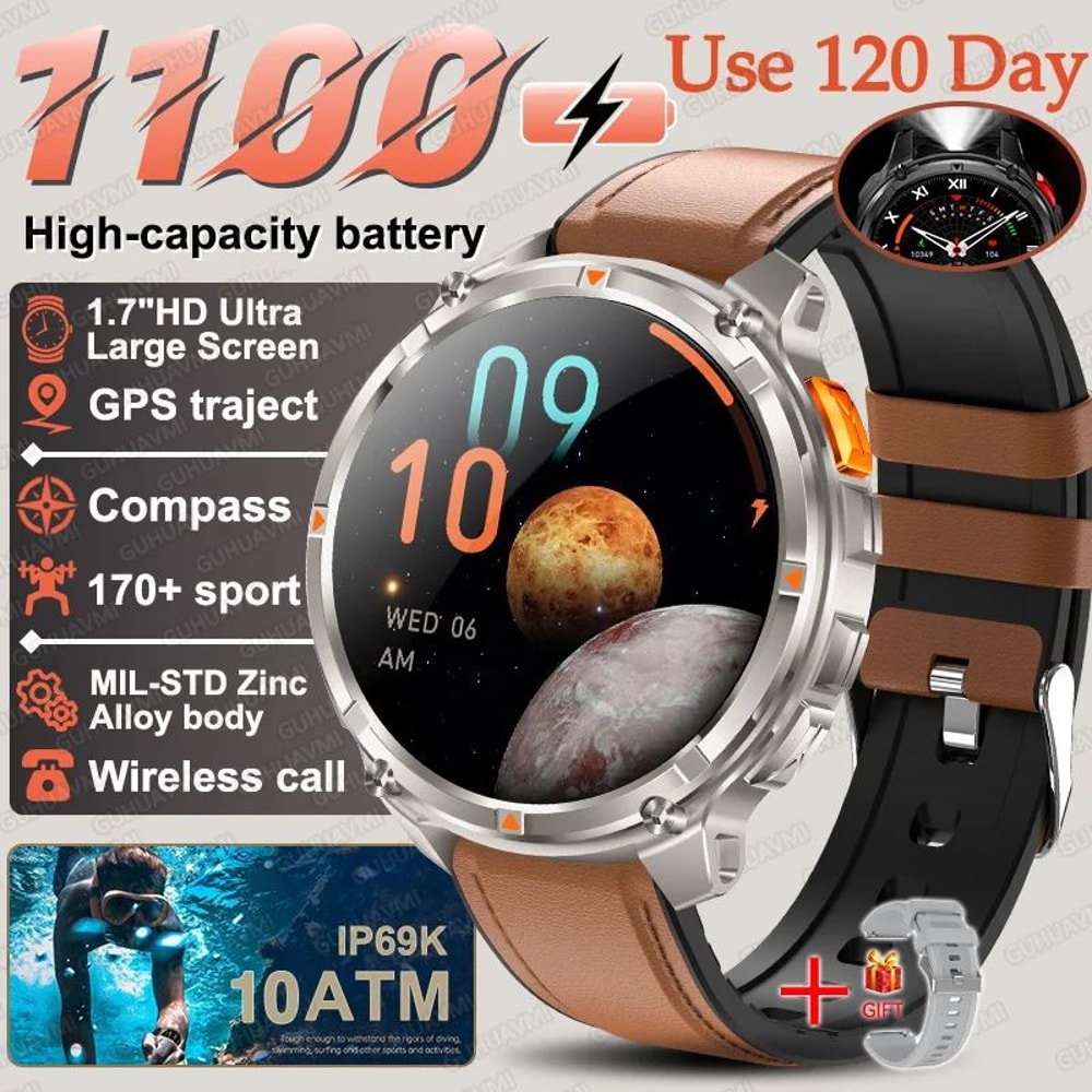 Military GPS Smartwatch With Compass And Long Battery Rugged Outdoor Watch 12