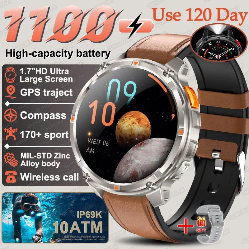 Military GPS Smartwatch With Compass And Long Battery Rugged Outdoor Watch 12