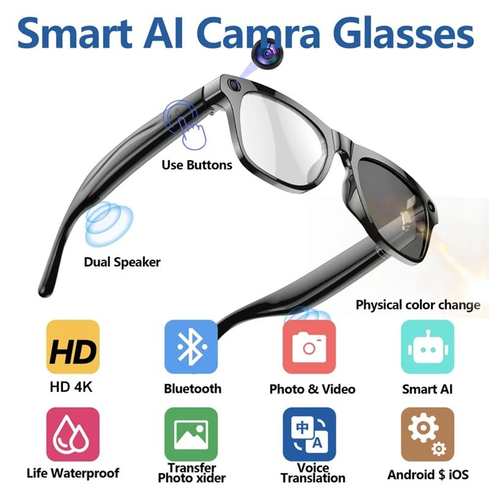 VisionPro AI Smart Glasses With Camera And Bluetooth Call 7