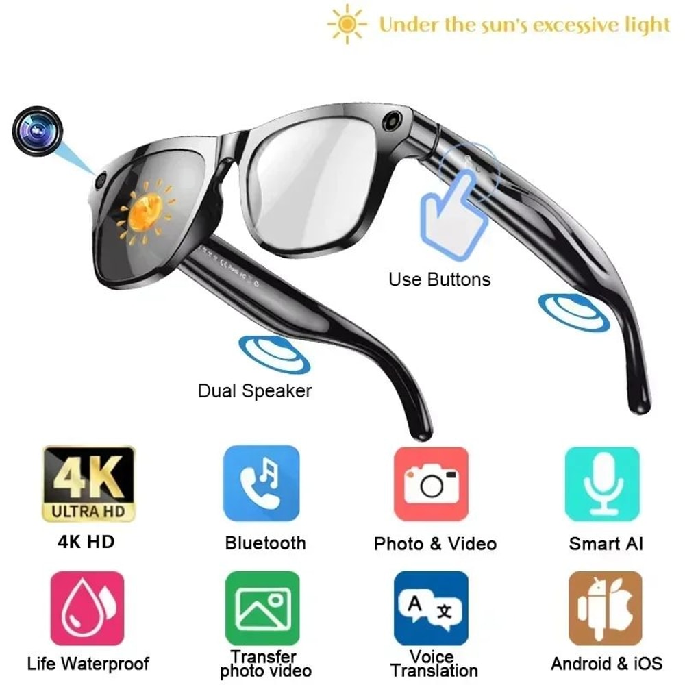 NovaTranslate AI Smart Glasses With 4K Camera And Bluetooth Call 9